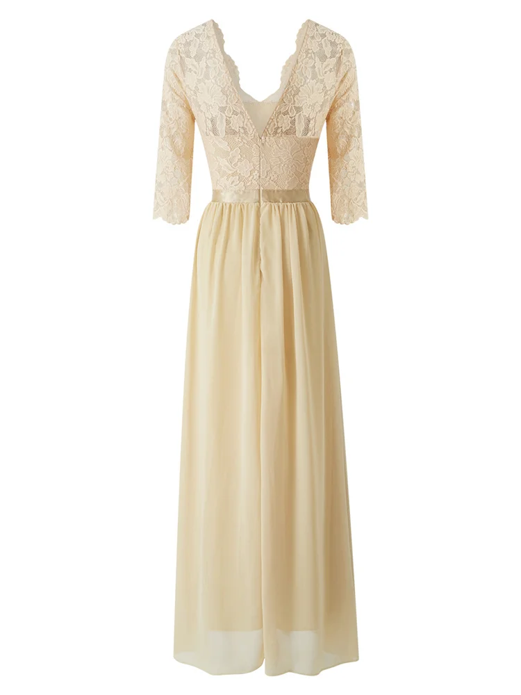 Women's Long Dress Patchwork Lace - 图片 6