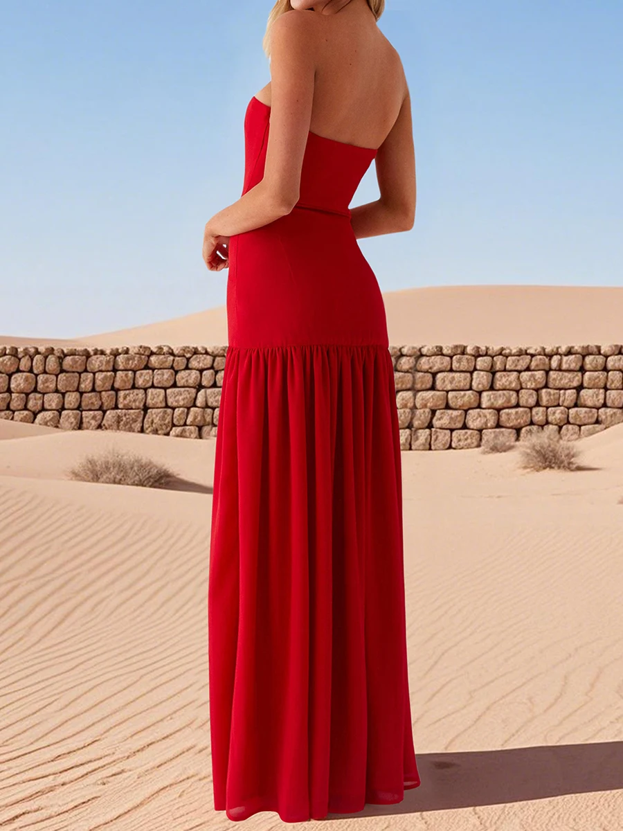 Women Tube Dress Elegant Strapless - 图片 2